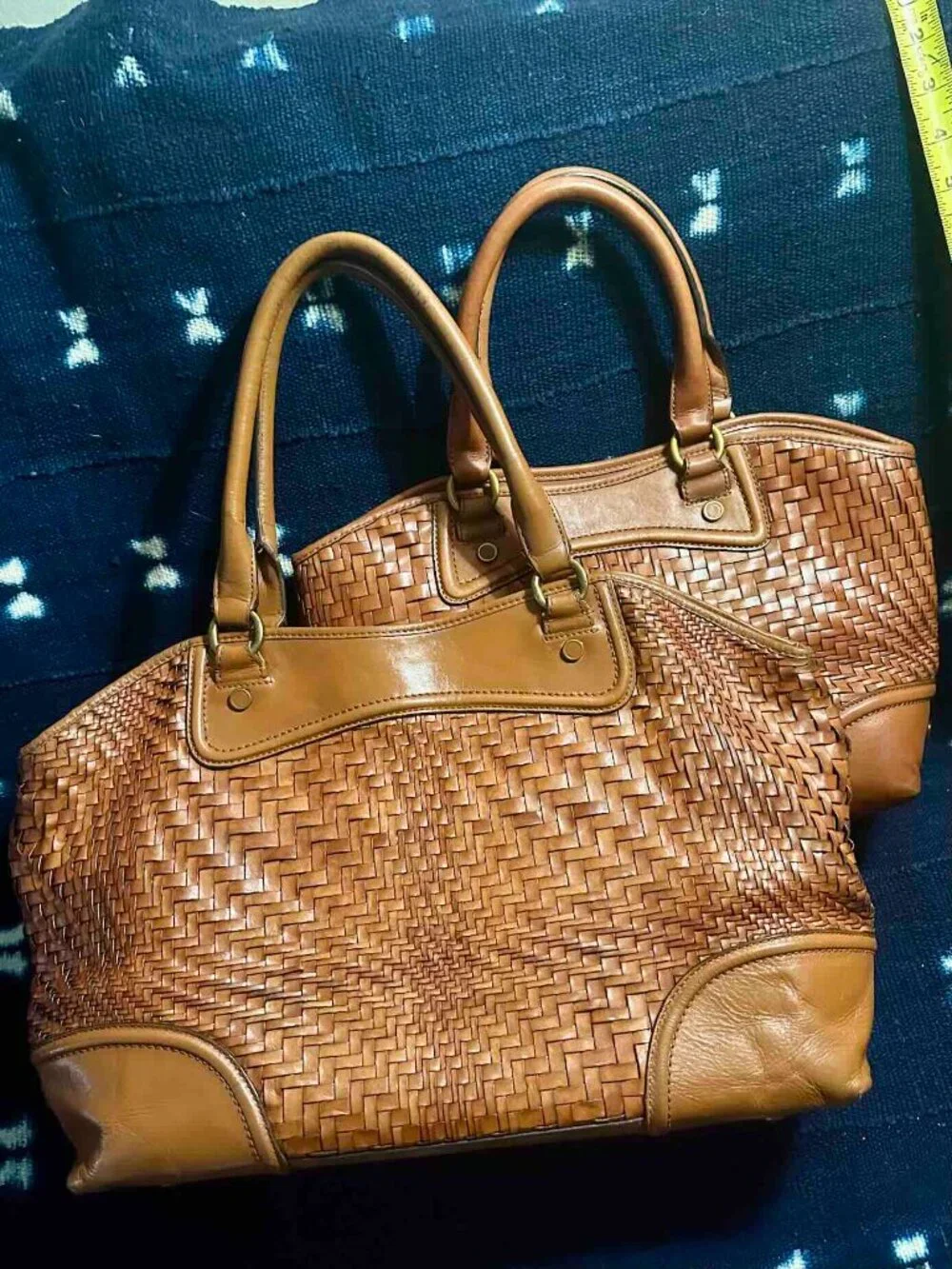 XL Vintage Cole Haan Genevieve Satchel laptop compartment Florentine leather - Picture 4 of 16